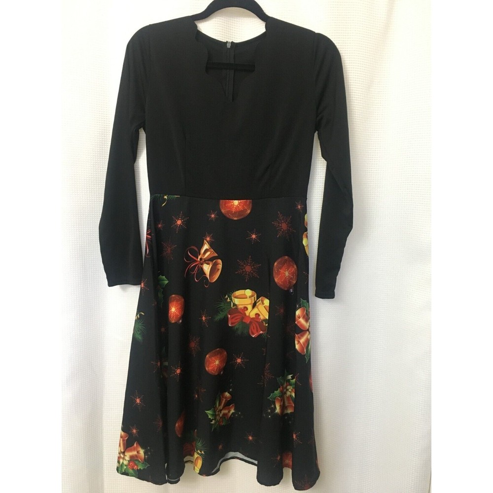 Vintage Ugly Christmas Office Party Dress Golden Bells No tags Size Small D3